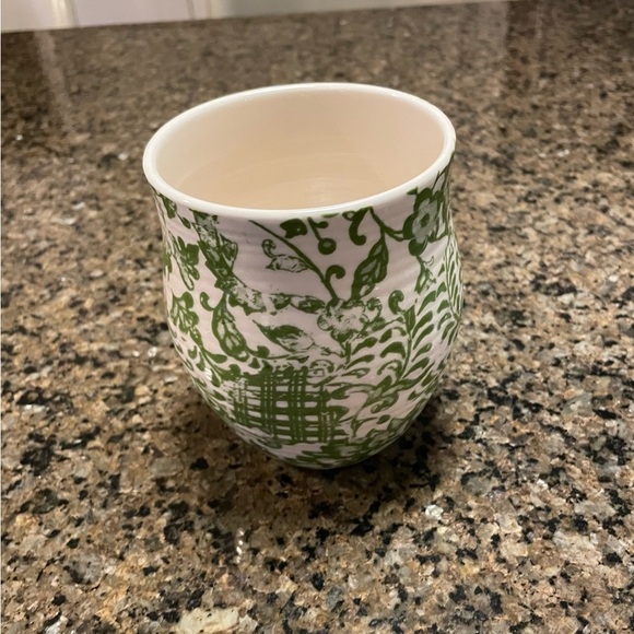 Anthropologie Green White Floral Mug Brown Monogram Initial Mug Lower Case “n” - Picture 5 of 10